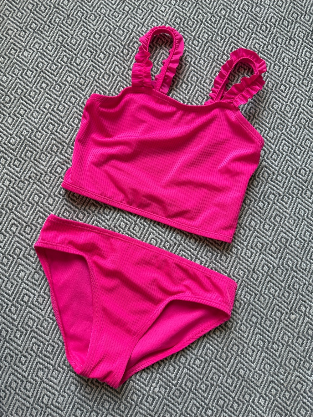 wonder nation Hot Pink Ruffle Strap Two-Piece Swim Set